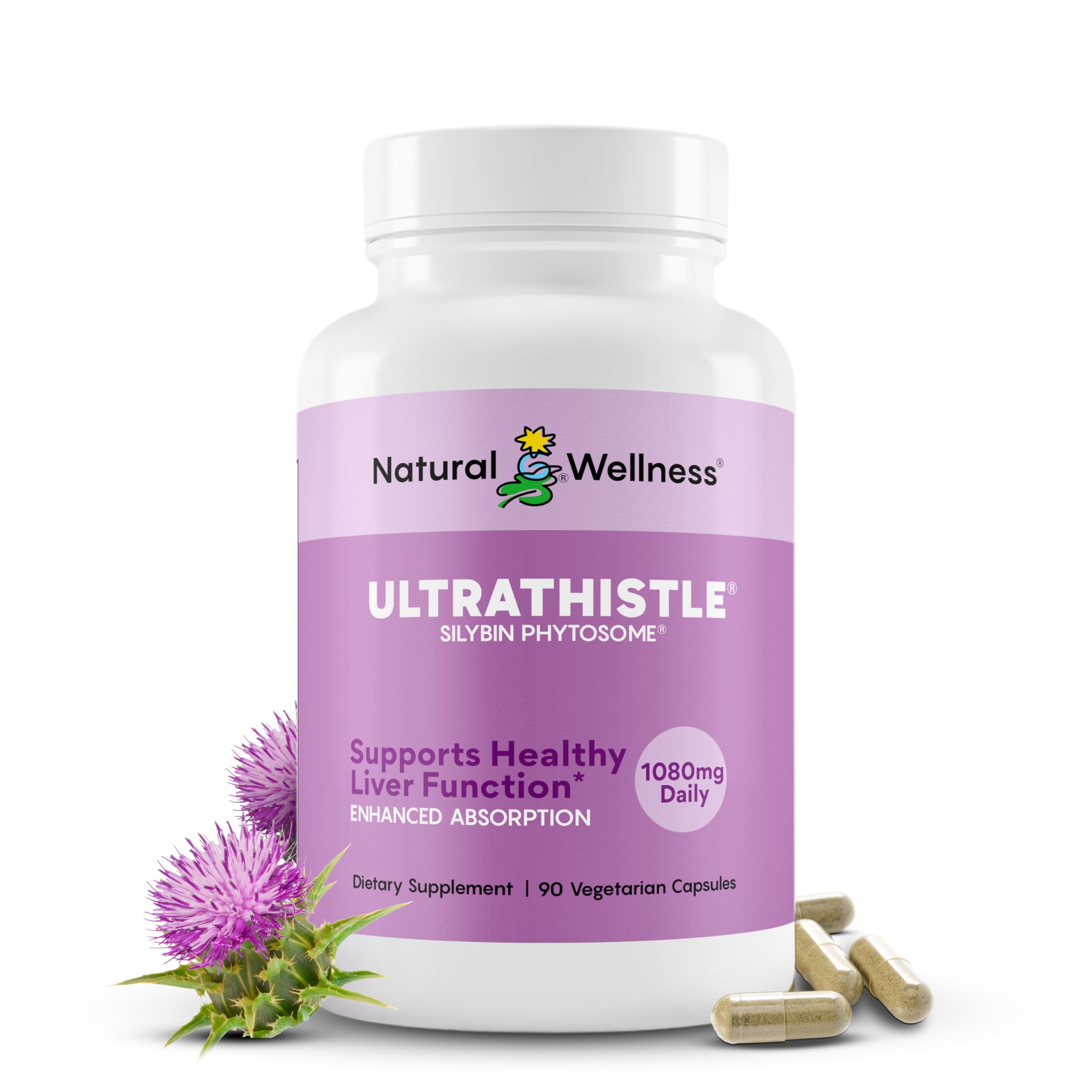 Herbal Liver Cleanse & Detox Milk Thistle Formula - UltraThistle® Pure Silybin Phytosome and Phosphatidylcholine Patented Formula (No Soy) - 1080mg - 30 Day Supply