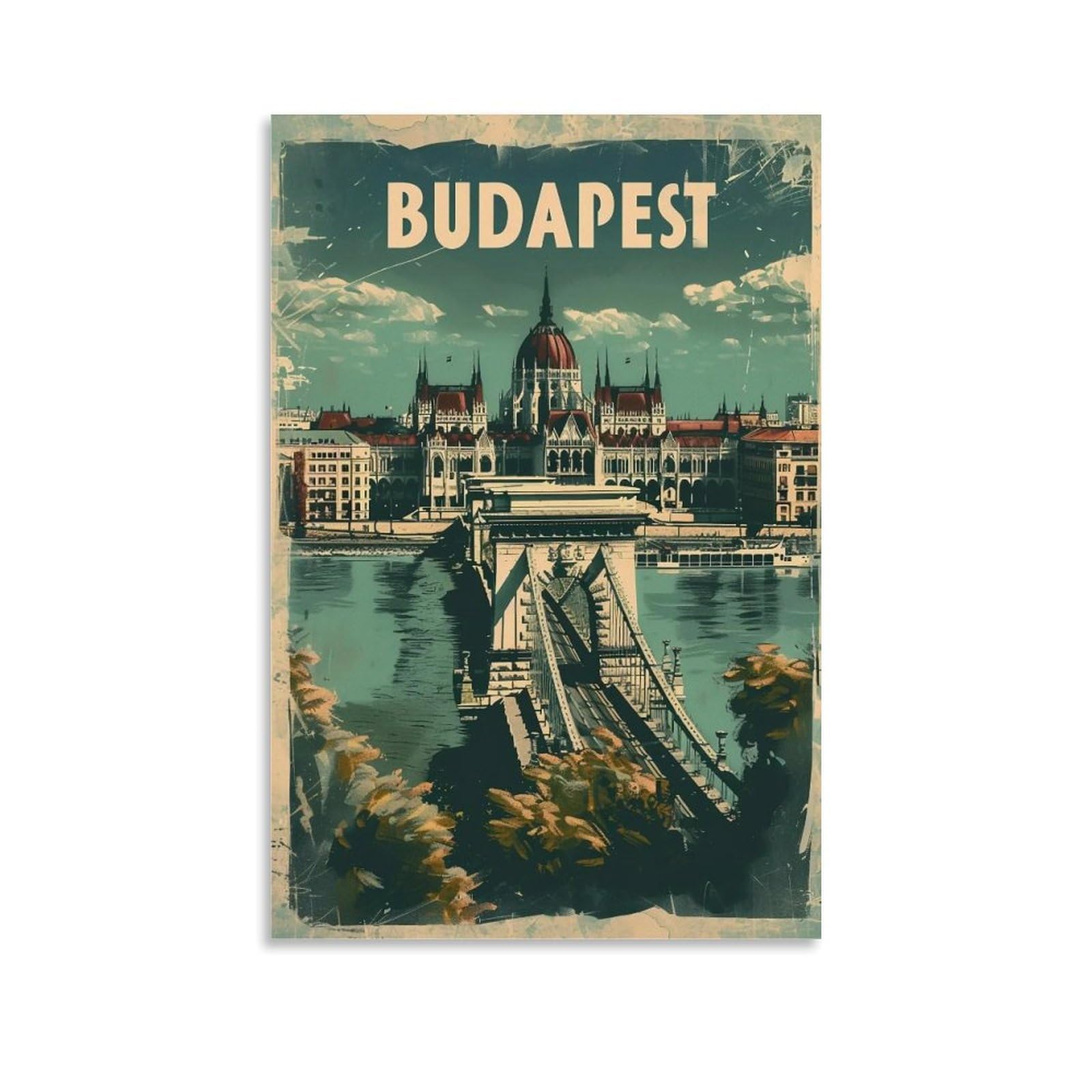 WHOUHJYE Budapest 02 Poster Wall Art Canvas Vintage Aesthetic Painting Decor for Rooms 24x36inch Unframe-style