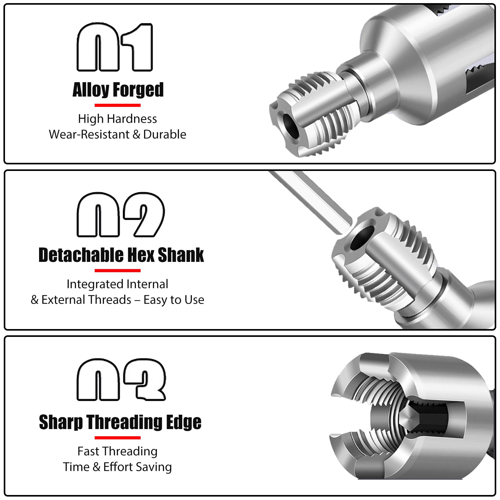 New PPR Pipe Threader and Reaming Tool Kit - Rethreading Tool Kit, Electric Drill Style Threading Tool for 1/2“(DN15) 3/4“(DN20) PVC Pipe with Reaming Bit Set Great Diy Gift for Men — Amazon image 5