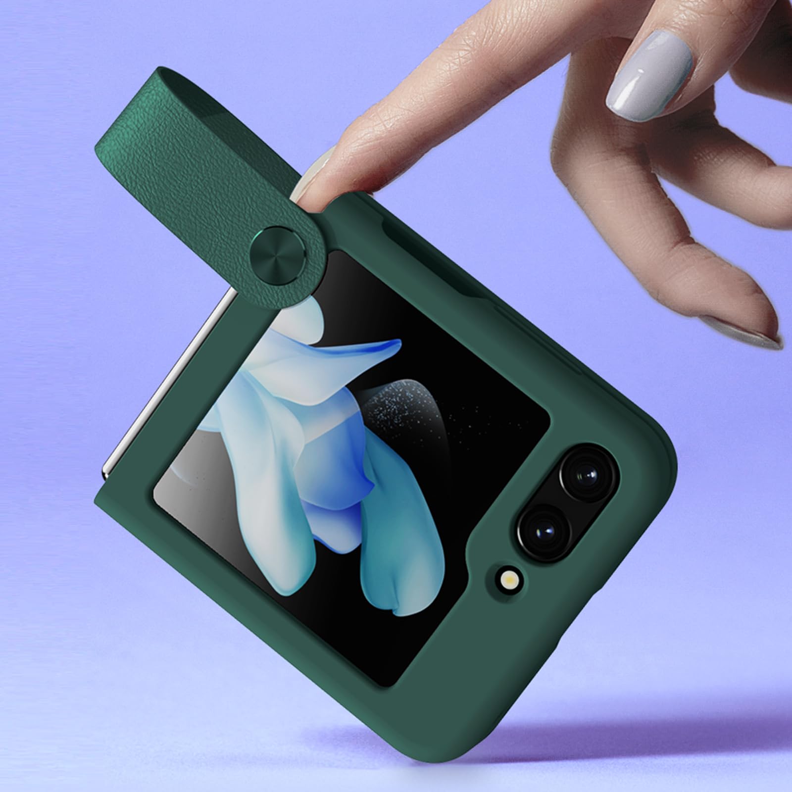 Nillkin Galaxy Z Flip 5 Case with 2 in 1 Wider Strap and Kickstand Shockproof Silicone Slim Cover Samsung Galaxy Z Flip 5 Case for Women and Men, Full Protective Samsung Flip 5 Phone Case 2023-Green