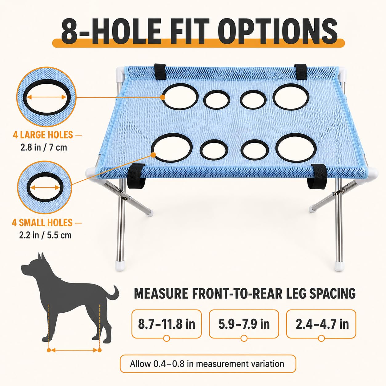 Jeeeun Pet Grooming Hammock with Stand for Cats Small Dogs Dog (Khaki) | Pet Bathing Hammock - 8-Hole Breathable Mesh, Ear Cleaning, Bathing Use, Foldable Design, Secure Strap