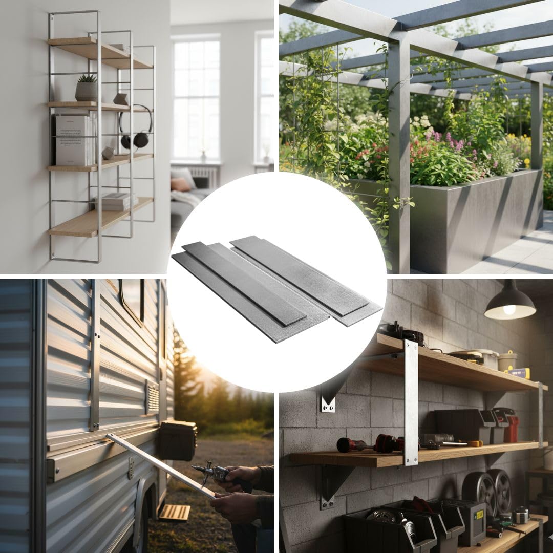GAL-INDUSTRIAL Barra Plana de Aluminio Satinado 100x4 mm - Longitud 200 cm - Perfil de Aluminio EN AW-6060 (PA38) – Resistente a la Corrosión – Ideal para Interiores, Muebles y DIY