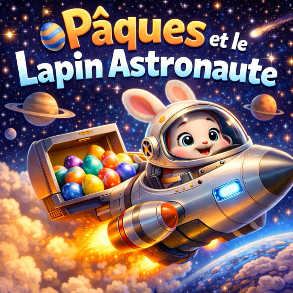 Pâques et le Lapin Astronaute: Livre enfant de Pâques illustré avec histoire spatiale, activités ludiques, coloriages, cherche et trouve, quiz et labyrinthe