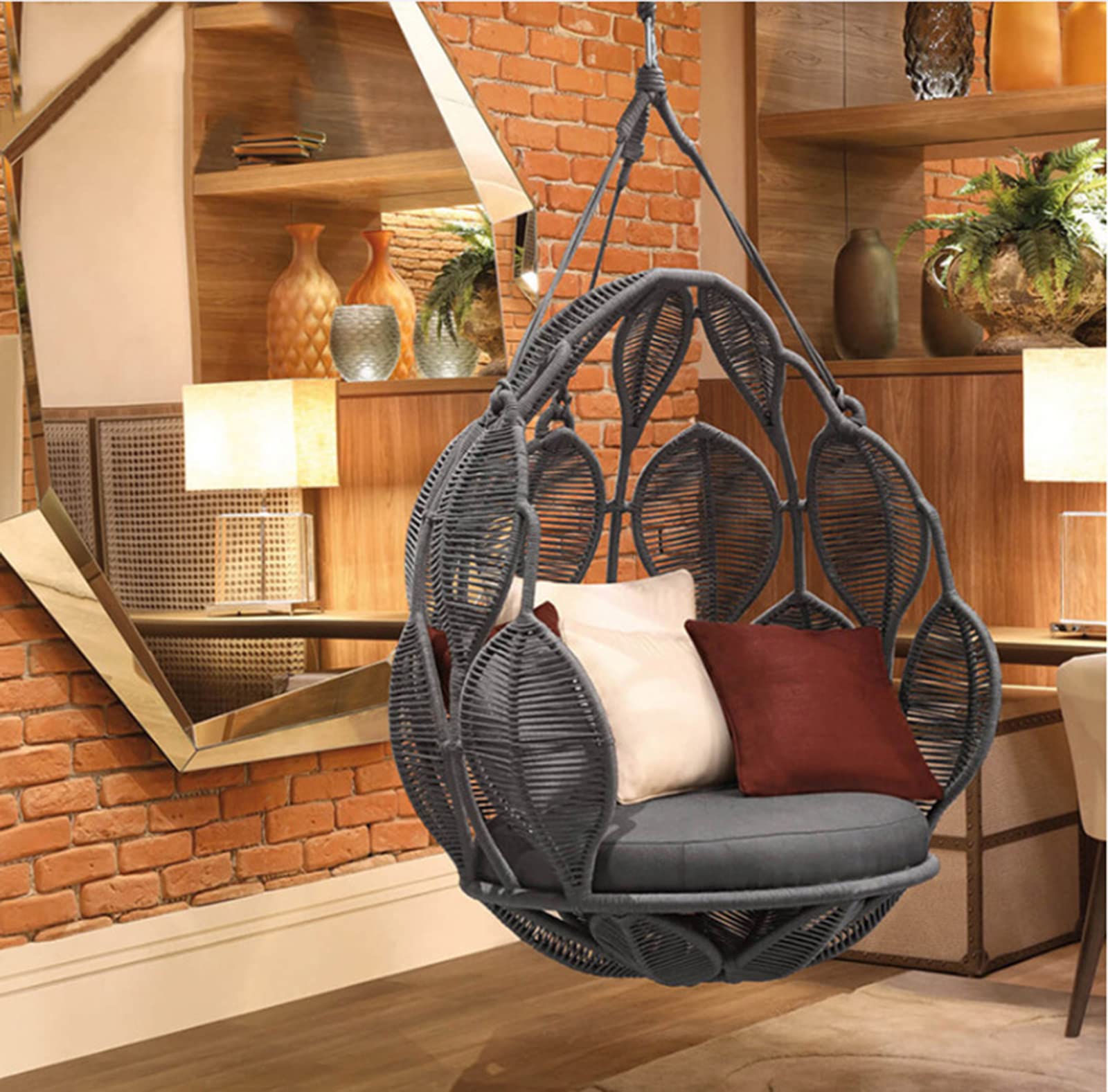 Hamaca colgante con soporte para interiores y exteriores, estilo moderno, capacidad de 330 libras