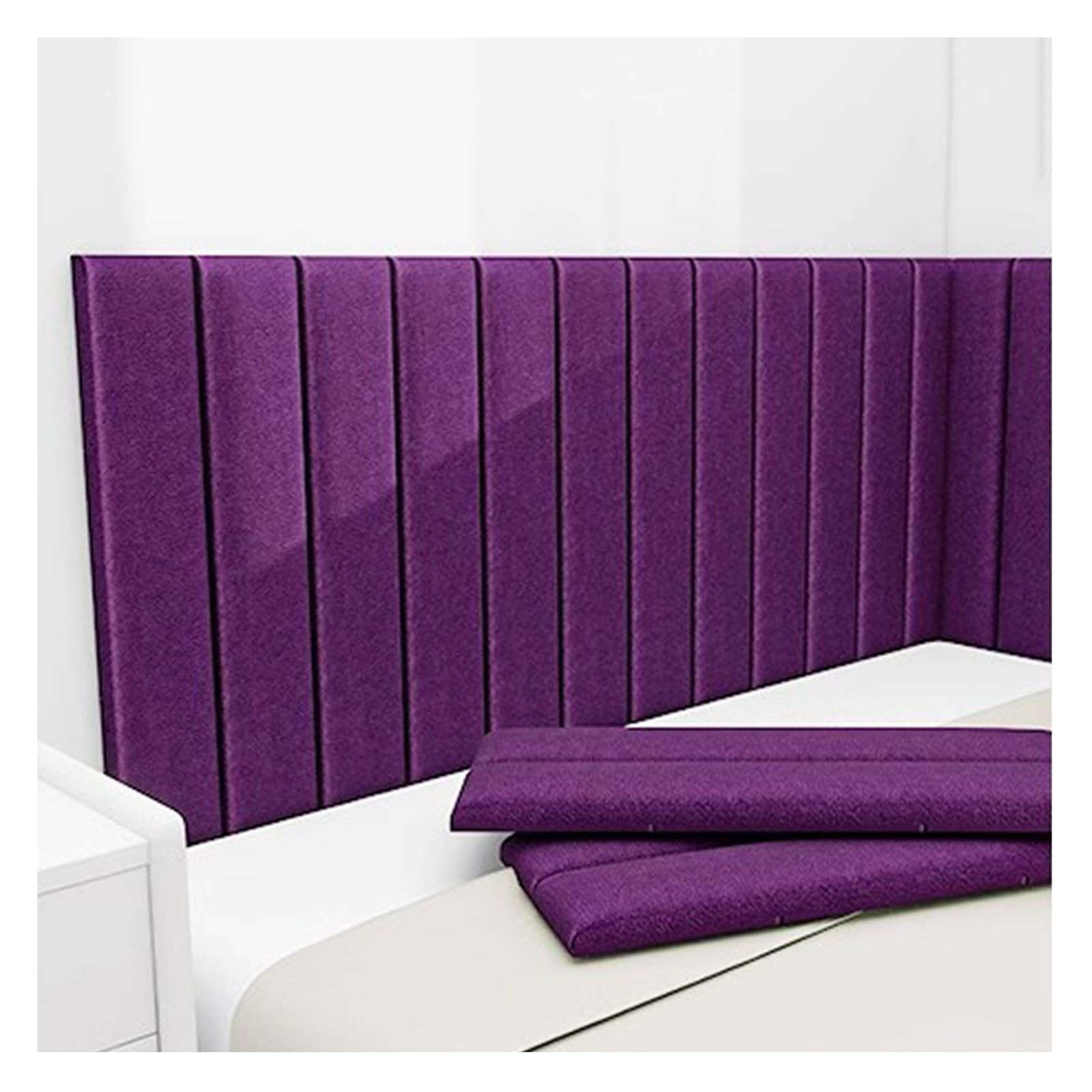 Panneaux muraux rembourrés Auto-adhésifs, tête de lit Murale capitonnée Anti-Collision, pour Autour du lit, décoration de Chambre (Violet, 8 pièces)