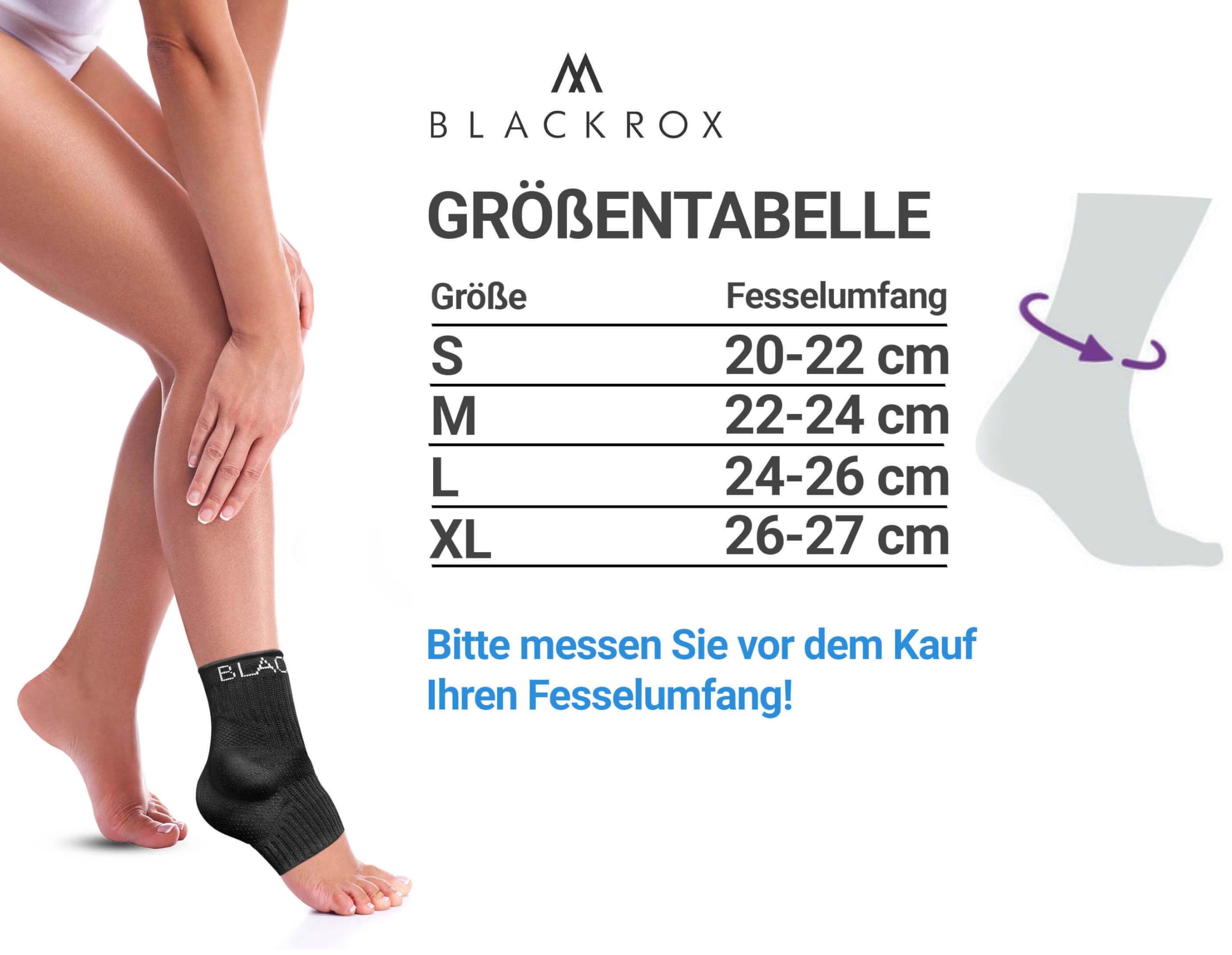 BLACKROX Anankle - Fascia per caviglia con supporto in silicone, per la caviglia, per lo sport, per la caviglia a destra, sinistra, per uomo, per la caviglia, per cavallo, calcio (blu, L
