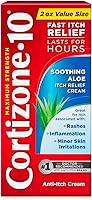 Cortizone-10 Max Strength 1% Hydrocortisone Anti-Itch Cream with Soothing Aloe for Eczema, Psoriasis, Bug Bites, Poison Ivy - 2oz Fast Relief