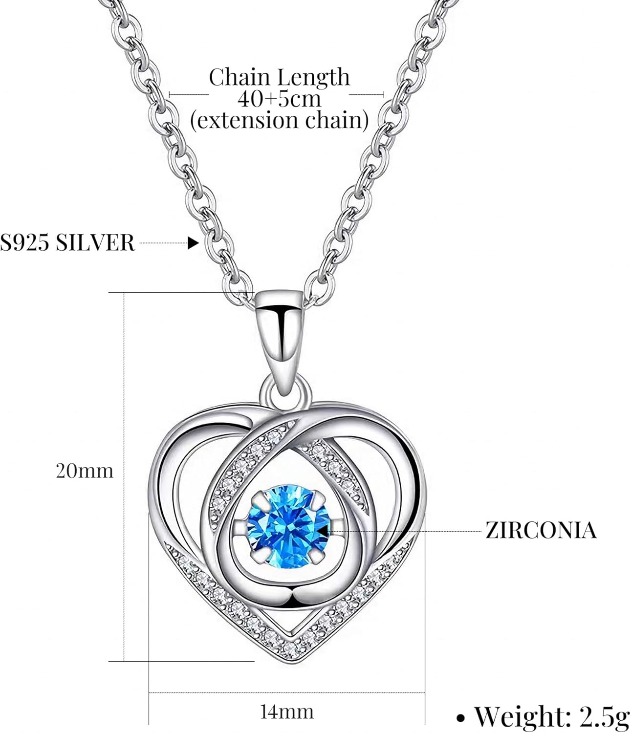 IDOKAWA Heart Pendant Necklaces Gifts for Women S925 Sterling Silver Love Necklace with Zirconia Birthday Christmas Jewelry Gifts for Wife Mom - Image 5