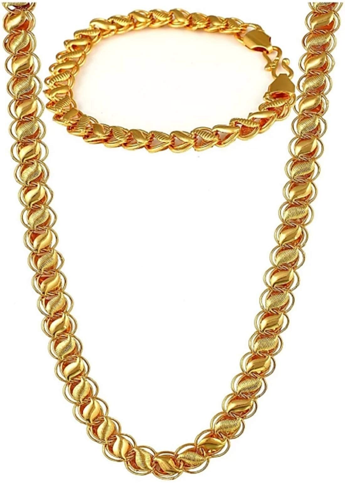 LVA CREATIONS gold plated chain wiith bracelet for men and boys .Neck Chain Set for Men Women Girls Boys .stylish fancy long necklace golden necklace style chains for men and women (B083RX7GT1) Amazon Price History, Amazon Price Tracker