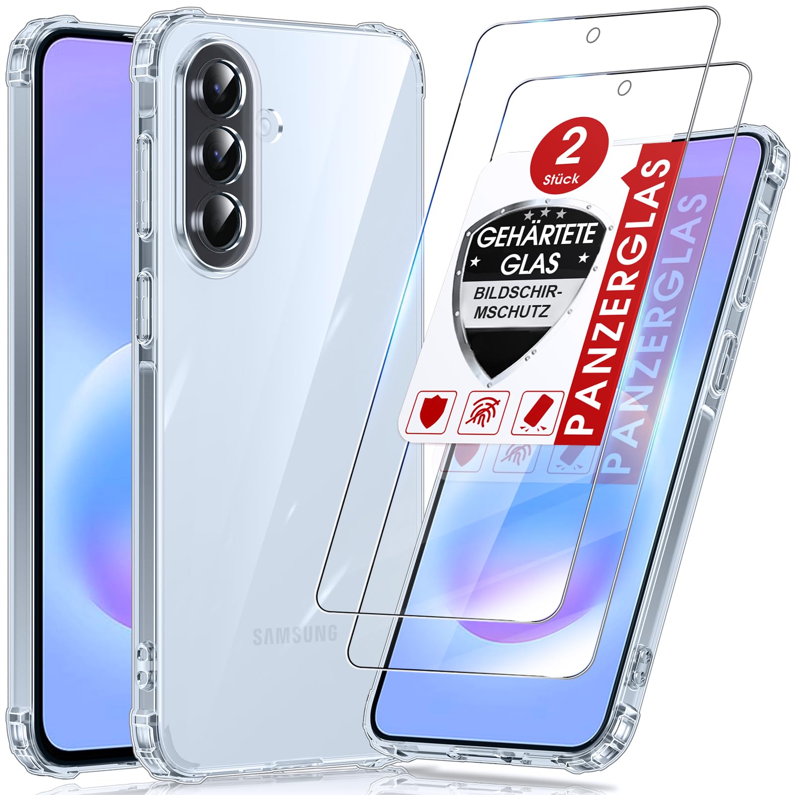 LeYi für Samsung Galaxy A57-5G Hülle mit 2 Stück Schutzfolie-Transparent | Samsung A57 5G Hülle Weich TPU Silikon Stoßfest Dünn A 57 Schutzhülle, Kameraschutz Crystal Clear Durchsichtige Cover Case