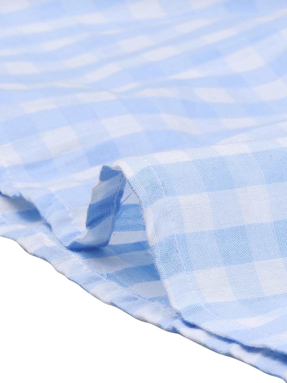 Allegra K Smocked Crop Top for Women's Bubble Sleeve Peasant Gingham Plaid Tops - Image 5