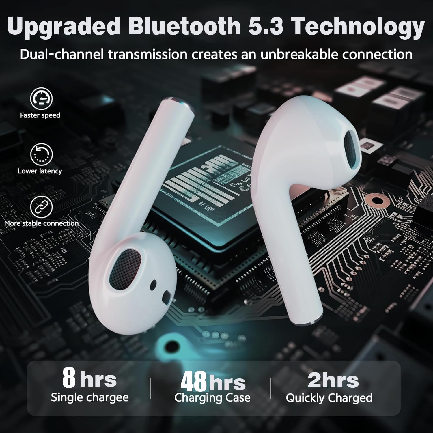 Auricolari Bluetooth 5.3 HiFi Con ENC – 50 Ore Di Autonomia, Driver 13mm, IP7, Touch Control Per IPhone E Android - 2