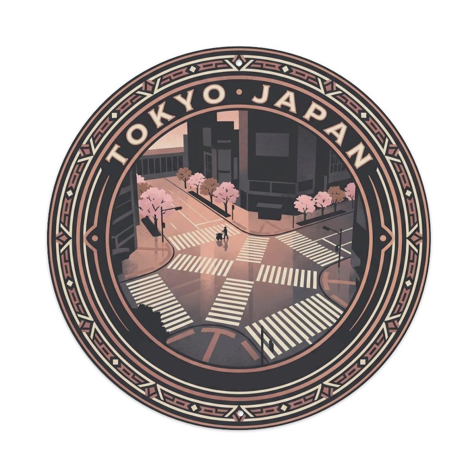 Tokyo Shibuya Crossing Dawn Empty City Landmark Old Metal Tin Sign