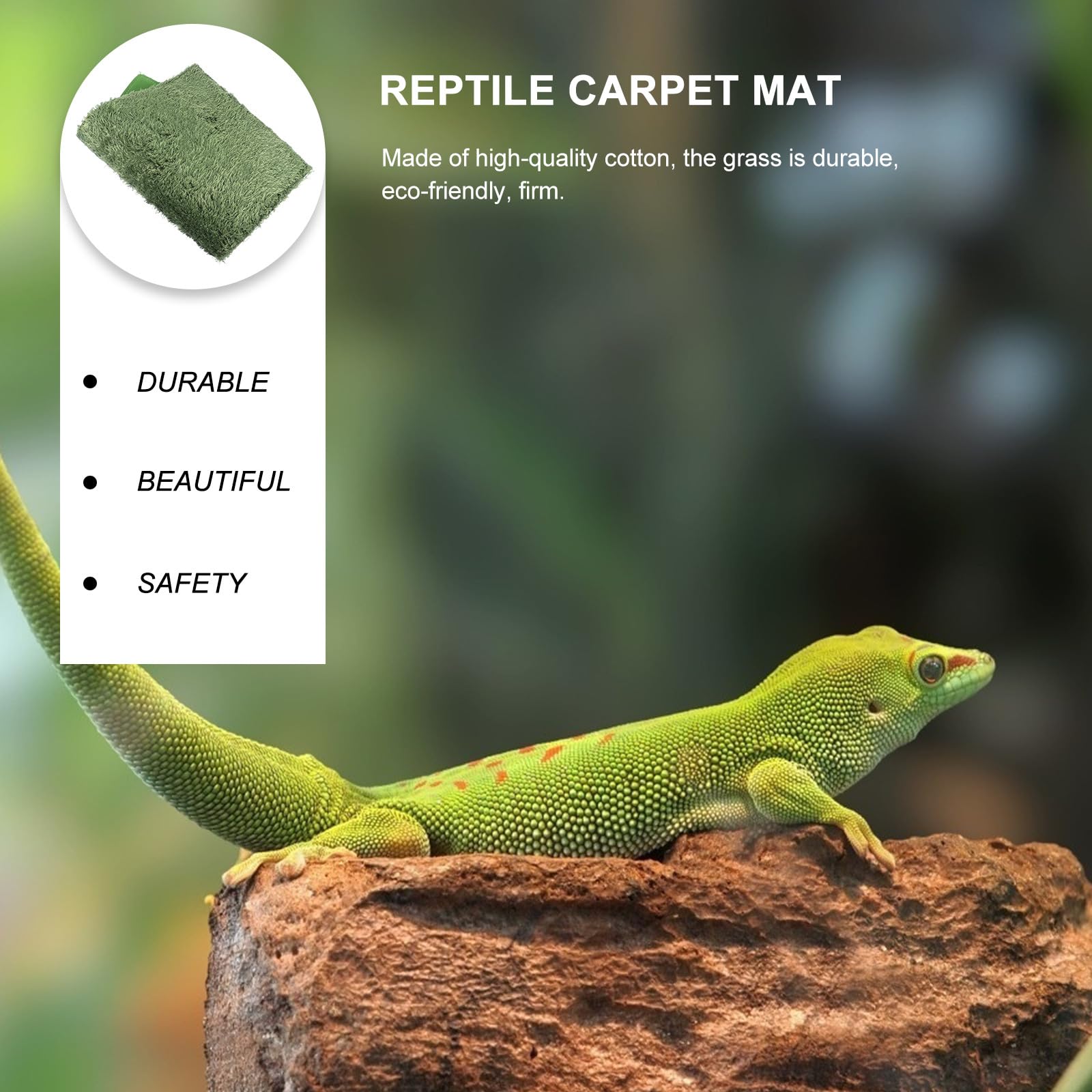 Lot de 2 Tapis pour Reptiles et Tortues en Coton Vert Imperméable Réutilisable