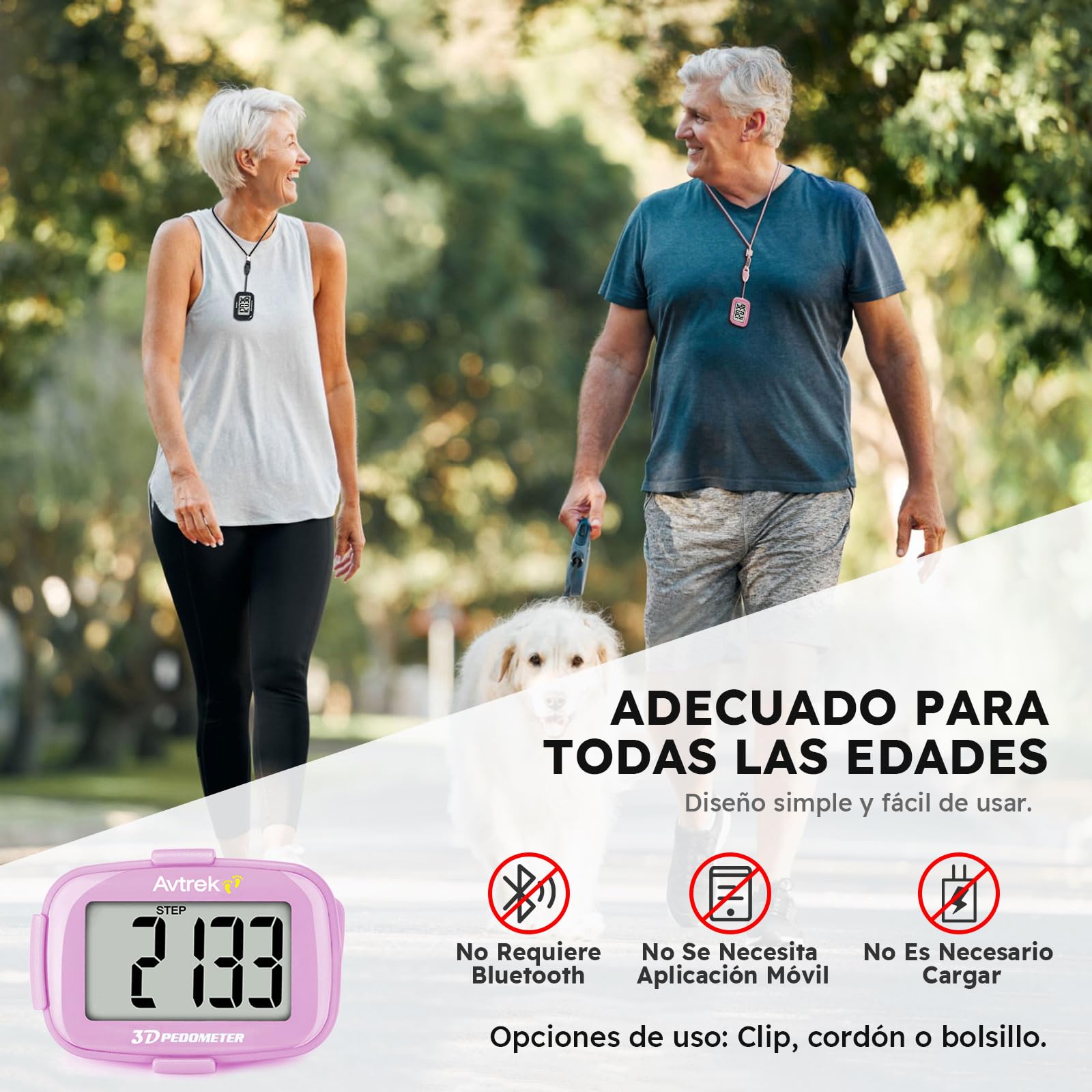 AVTREK Pedometro 3D Mini Pedometro Senza App Bluetooth per Camminare o Correre Attività Escursionismo all'aperto