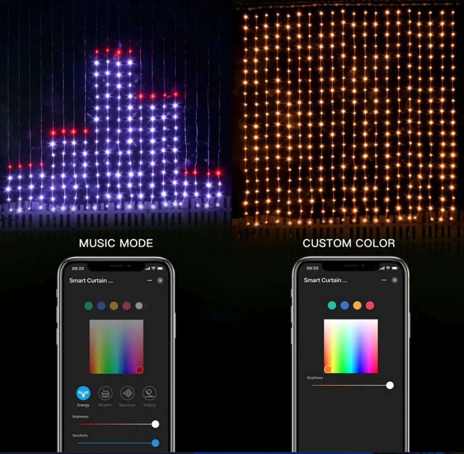 NYRWANA Valentine & Christmas Decorations | 6 x 6 ft Smart LED Curtain Lights with Bluetooth App Control, DIY Pattern & Music Sync, Romantic Fairy Lights for Bedroom, Wedding & Party 1