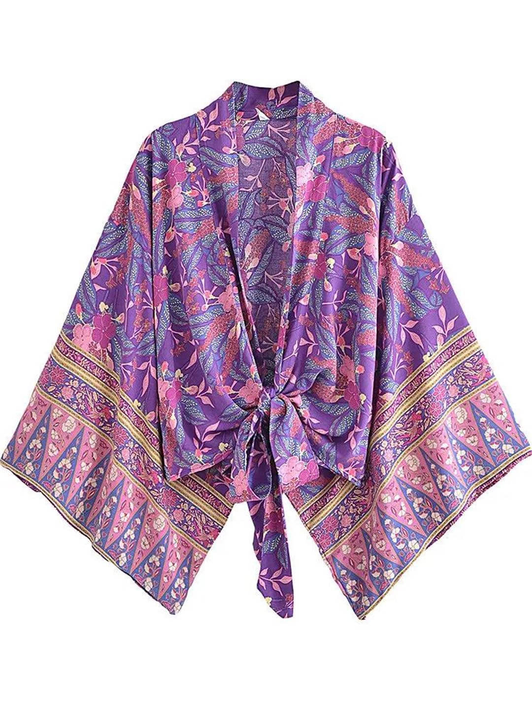 Disimlarl Costumi da bagno corti da donna kimono floreale maniche a pipistrello rayon bohemien bikini copricostume da spiaggia