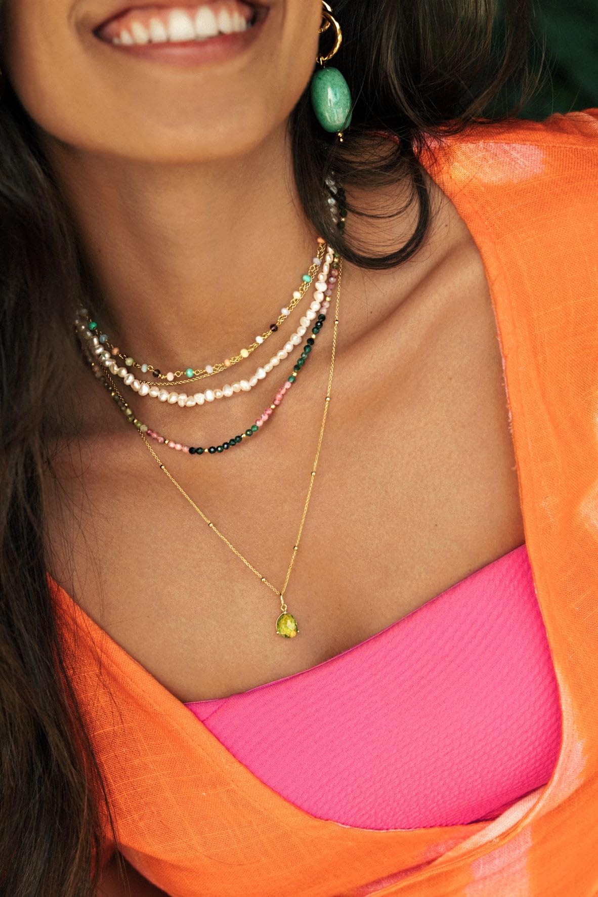 SINGULARU - Collar Dots. Colgante en Plata de Ley 925 con mini Bolitas a lo largo de la Cadena. Talla Unica. Baño de Oro de 18 Kt o Rodio. Joyas para Mujer