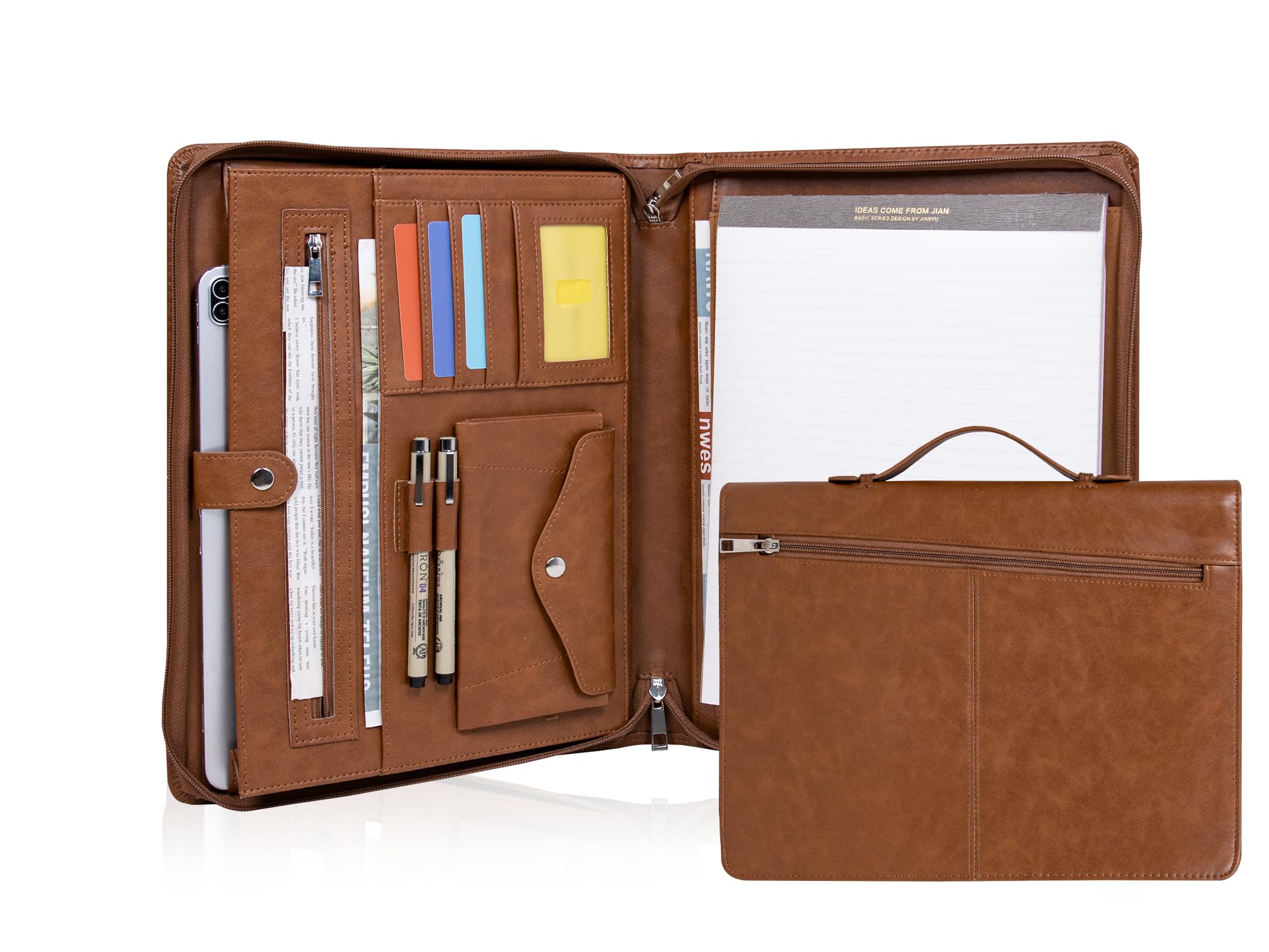 Free Name Engraved, Personalized Vegan Leather Padfolio for Men, Customized Leather Portfolio for Women, Portfolio Folder, Business Document Organizer