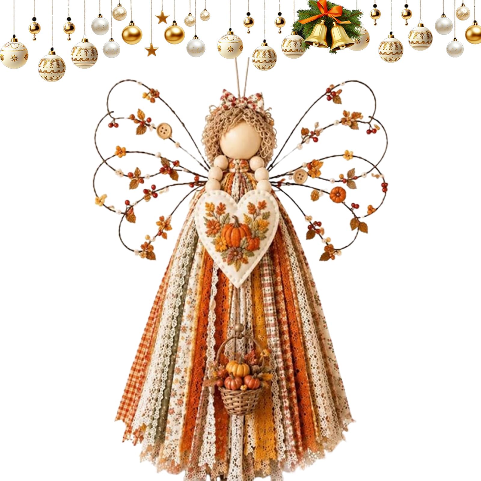 Angel Fabric Hanging DIY Kit with Wire Wings & Buttons