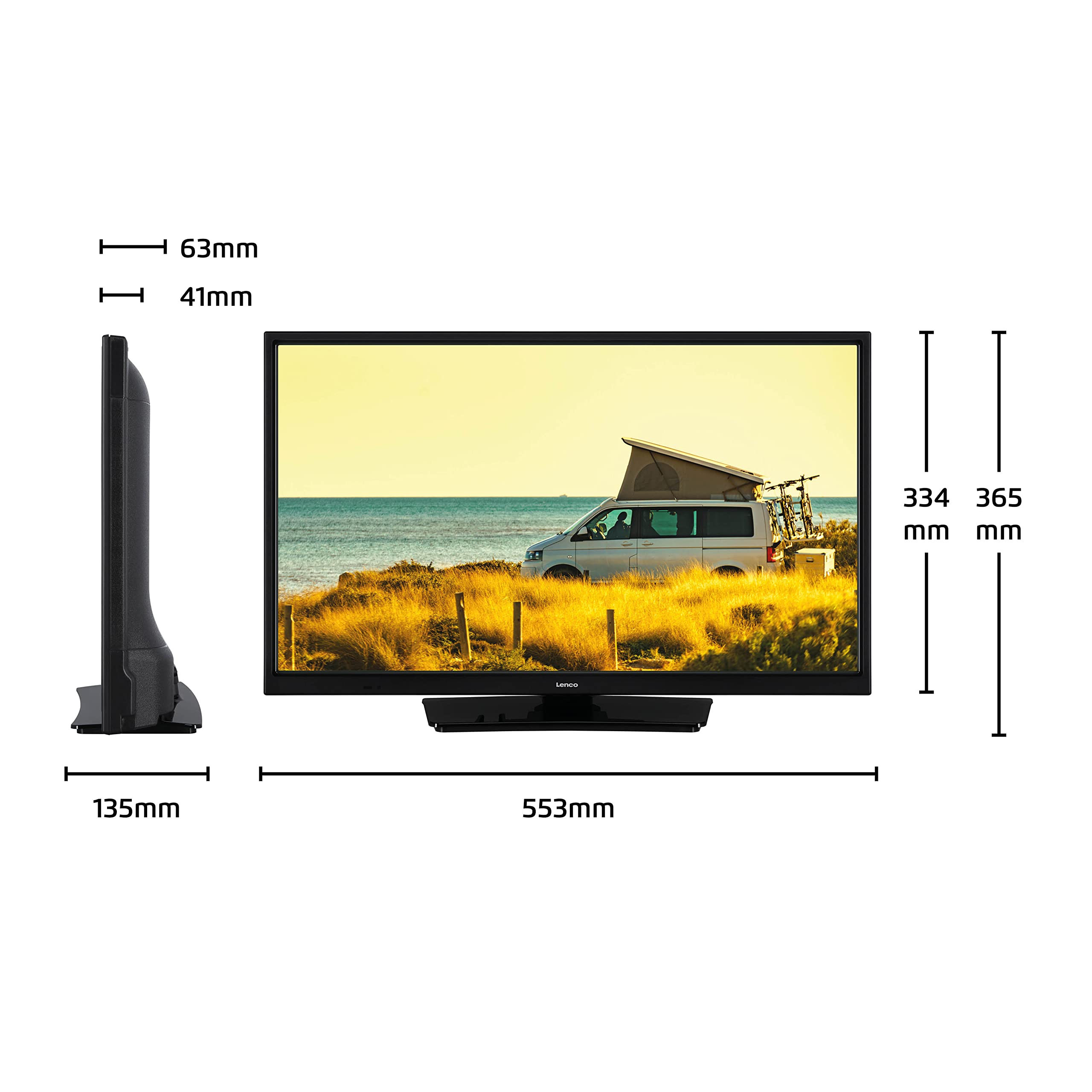 Lenco LED-2463 Smart TV 24 Pouces Full HD - TV avec Bluetooth - Adaptateur Voiture 12V - Netflix, Youtube & WLAN - Bluetooth - HDMI - Ethernet - Noir
