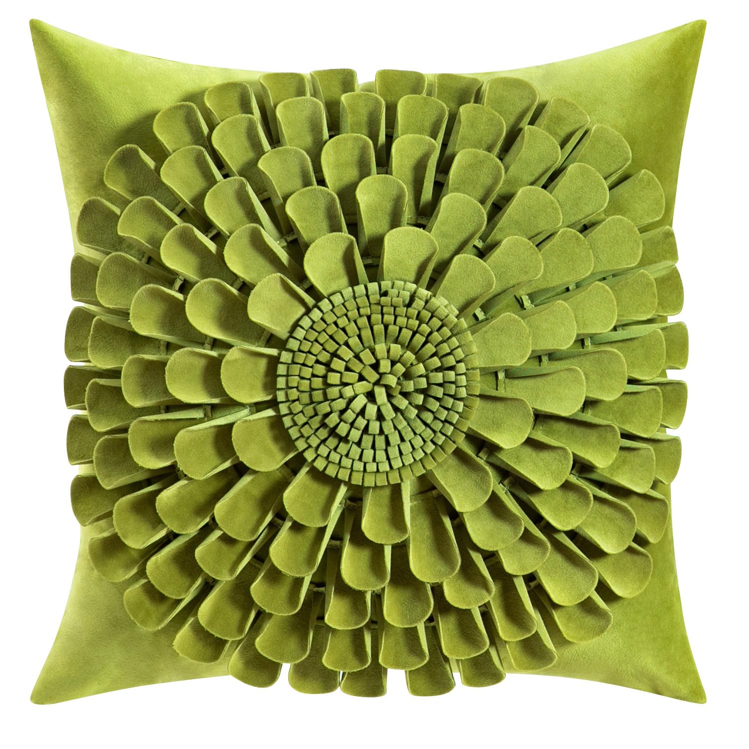 VOGOL Room Decor Throw Pillow Covers, 18x18 Inches Patchwork Flower Art Cushion Cases Handmade Square Pillowcase Covers for Bed Couch, 1 Pack, Grass Green