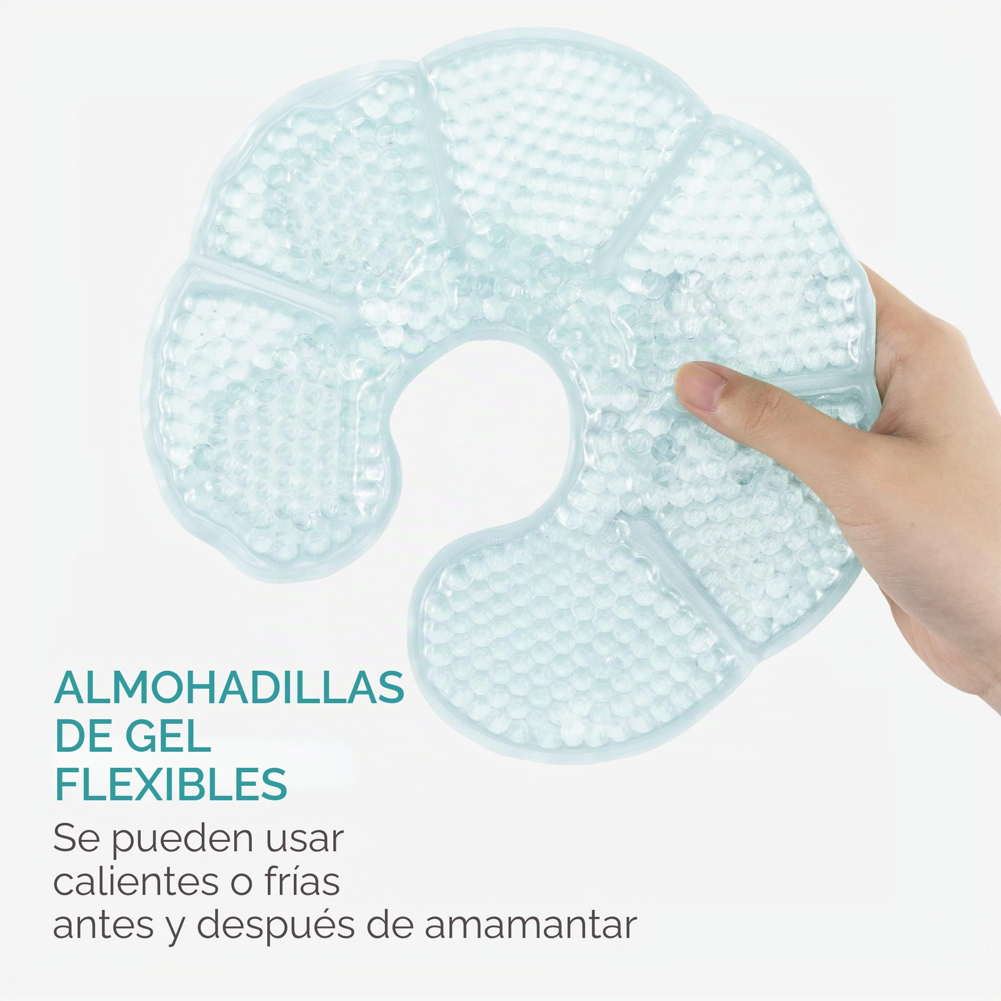 Navaris Bolsas de gel frío calor - Set de 2x compresa para pecho durante lactancia - Almohadillas caliente hielo para pechos maternidad - Azul
