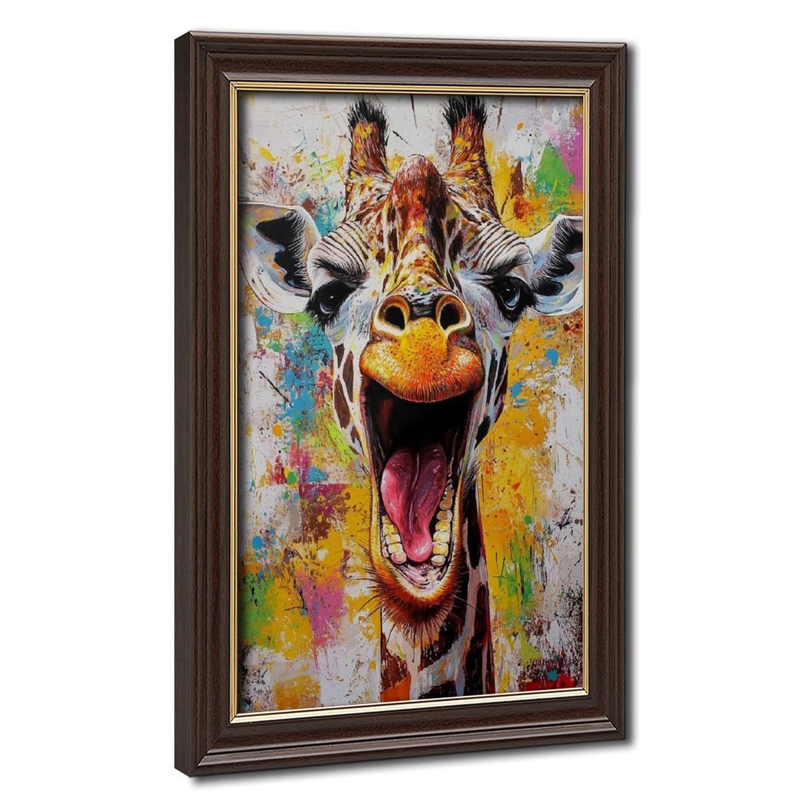 Bareronor Whimsical Giraffe Poster Canvas Poster Bedroom Decor Landscape Office Room Decor Gift 16" L X 24" W
