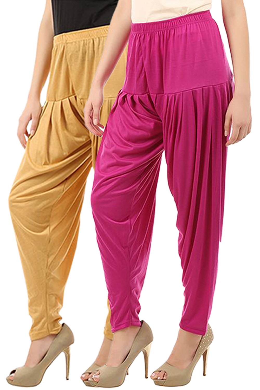 buy that trendz Women's Relaxed Fit Cotton Salwar (102D1-DSkn Combo 2 Patiala RPnk_Brown, Dark Skin, Rani Pink_L)-picture-39