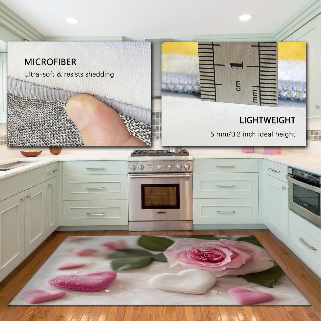 Blooming Love Floor​ dywany 180 x 270 cm romantyczna róża i słodka czekolada wzór dywan niskie runo antypoślizgowy różowy i biały walentynki dekoracja