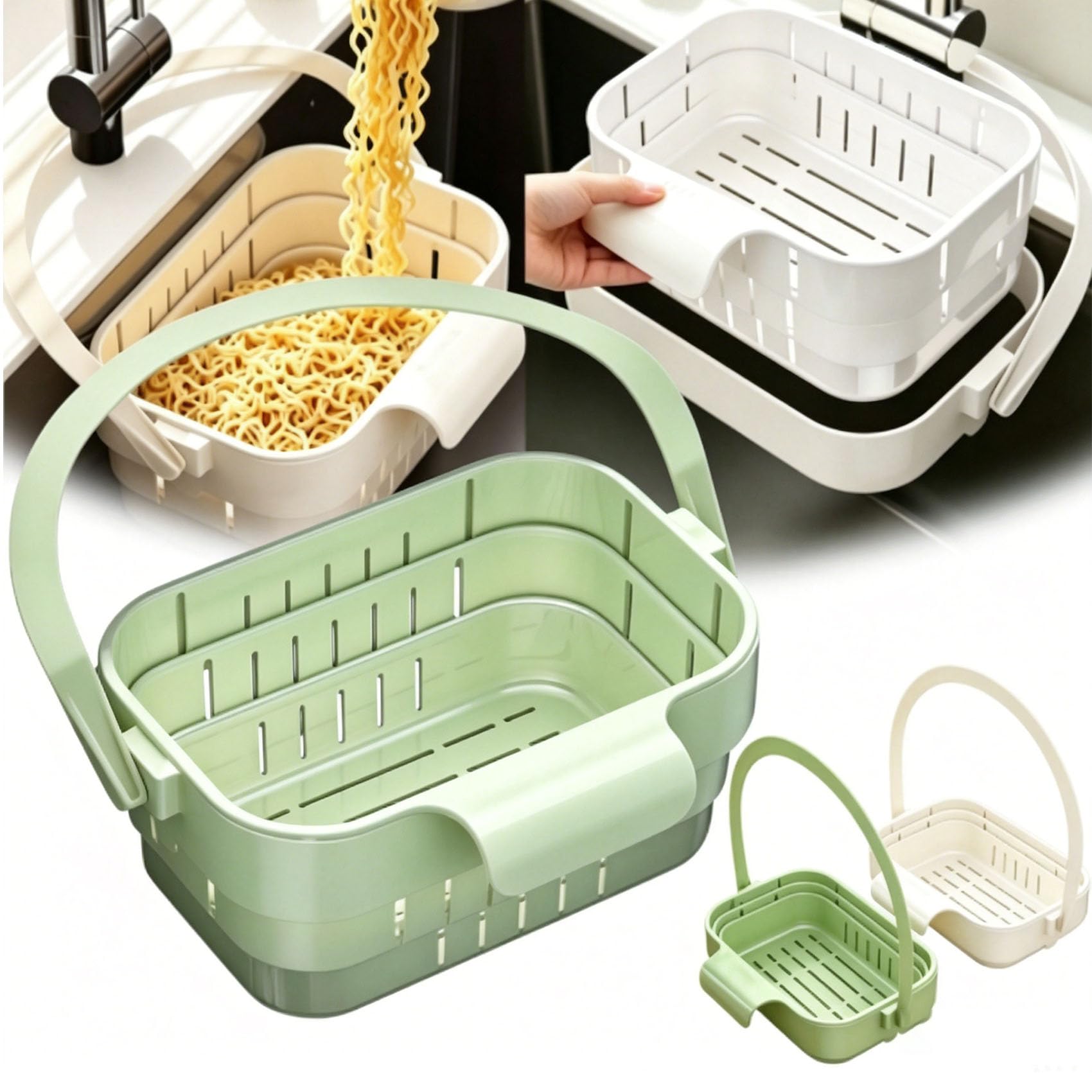 Foldable Kitchen Sink Strainer, Efficiently Filter out Residue (Green)