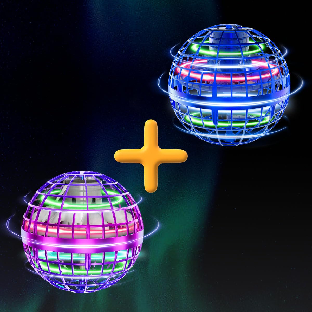 Tikduck 1 Pack Illusory Purple Flying Orb Ball, 1 Pack Blue Updated Flying Orb Ball, 1 Pack Orange Flying Orb Ball, 2024 Cool Stuff Christmas Birthday Toy Gift, for Kids Age 6 7 8 9 10