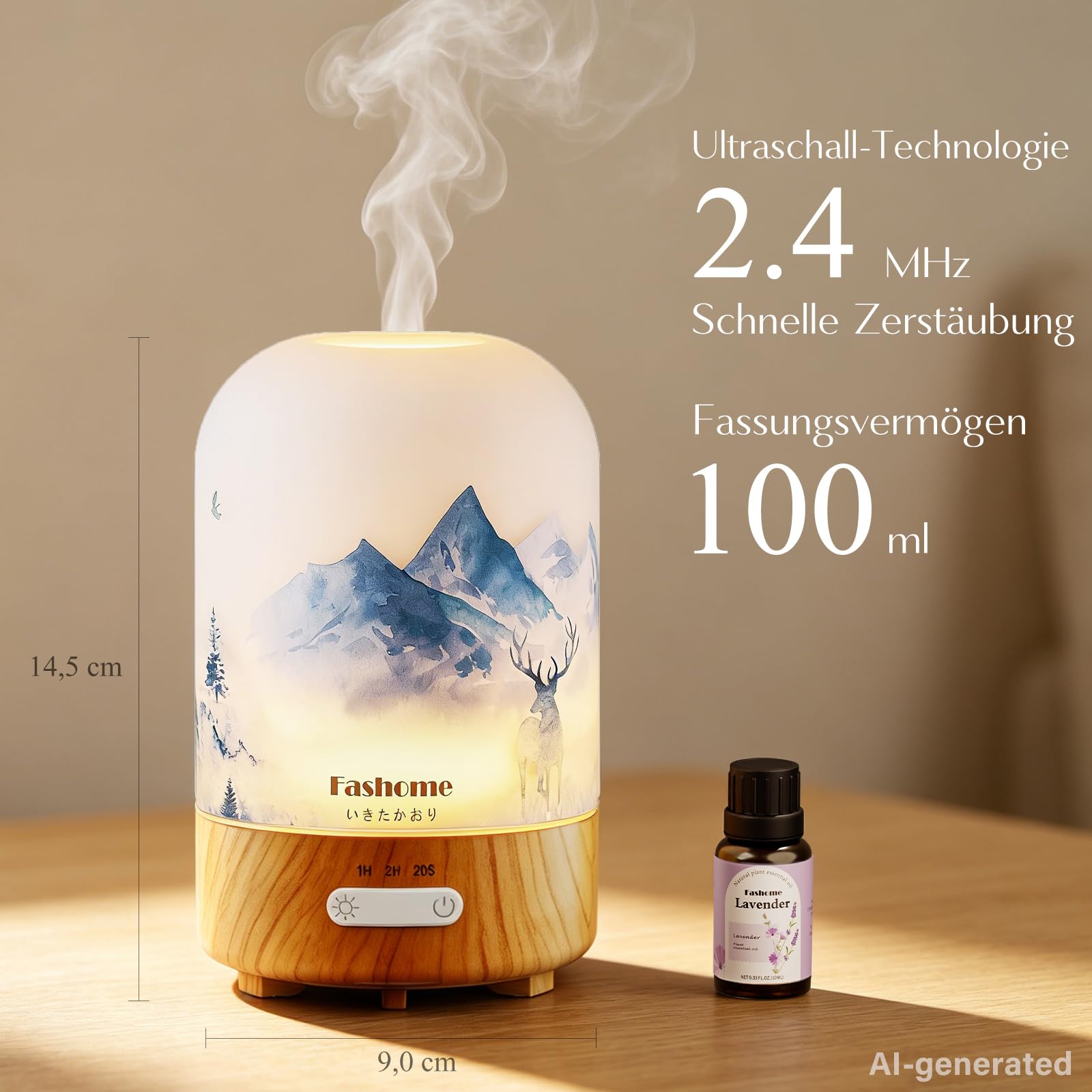 Dyfuzor do olejków eterycznych, cichy nawilżacz powietrza premium 6 w 1, zgodny z FSA HSA, mały dyfuzor do aromaterapii 100 ml z funkcją automatycznego wyłączania (zimowa lawenda)