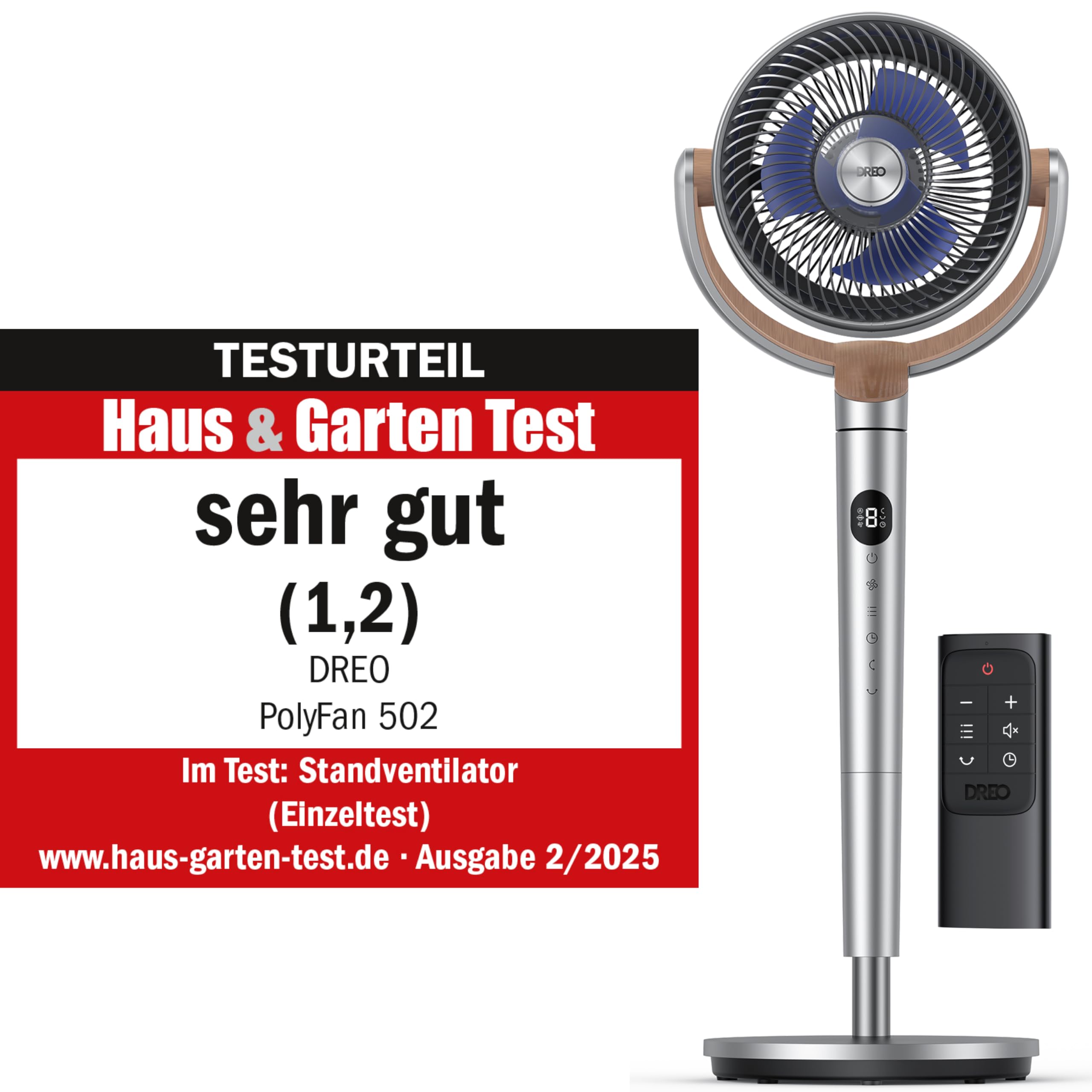 DREO 23dB leiser Standventilator, 120°+120° Omni-direktionale Oszillation, 24M Windentfernung, 1200m³/h Turbo-Luftzirkulator, 102CM Höhe, 3 Modi 8-Geschwindigkeit
