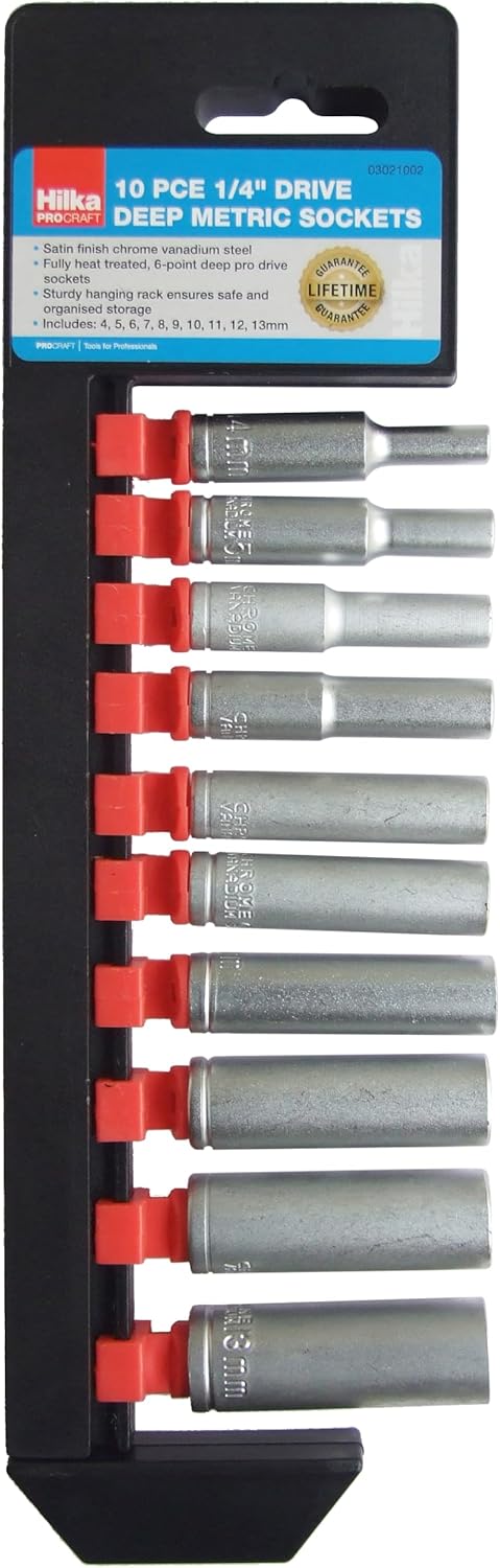 Hilka 03021002 10pce 1/4-inch Pro Craft Deep Metric Socket Set
