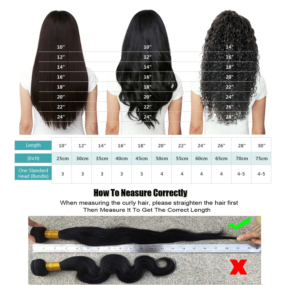 Extensiones de Cabello Onda Corporal Pelo Natural Humano Brasileño 100% Remy Brazilian Human Hair Body Wave 3 Bundles Unprocessed Remy Virgin Cabello Rizado (20 22 24 inches)