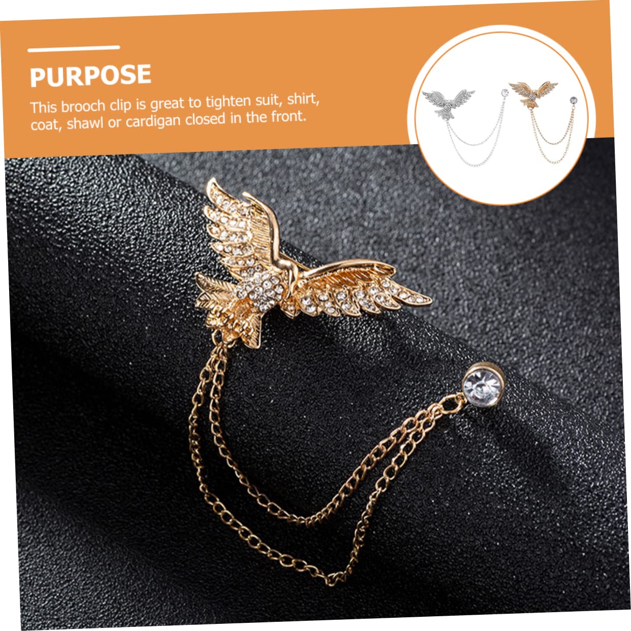 BESTYASH Broche De Águila Pin De Solapa De Animales Joyería De Broche De Animal Para Hombre Prendedor De Águila De Cadena Larga s De Borla Aleación