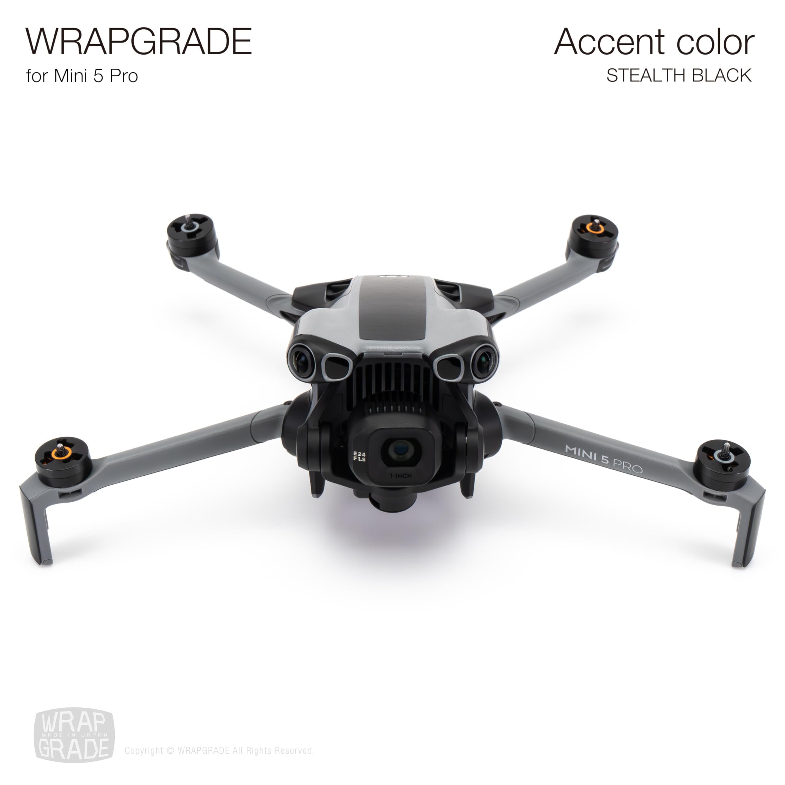 WRAPGRADE Skin Stickers Compatible with DJI Mini 5 Pro Accent Colour (Stealth Black) - Image 2