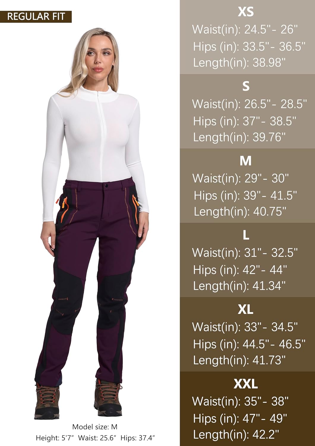 Women's Snow Ski Pants Fleece Lined Winter Outdoor Waterproof Insulated Warm Softshell Hiking Cargo Pants - Image 6