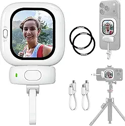 Vlogmate Mini Phone Vlog Selfie Monitor de tela, suporte de telefone para câmera traseira Selfies/Vlogging/Live/TikTok, tela de selfie compatível com iPhone Back Camera Monitor Screen