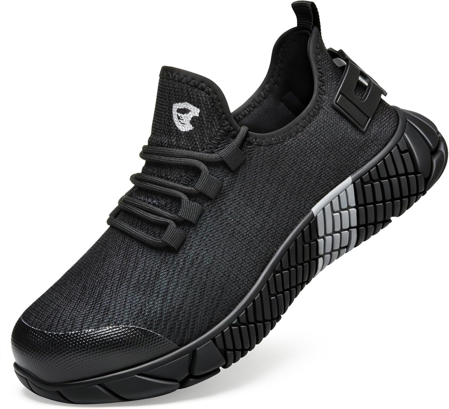 Hogent Steel Toe Shoes for Men Women Lightweight Breathable Safety Sneakers Comfortable Non Slip Work Shoes Indestructible Composite Toe Construction Shoes Black