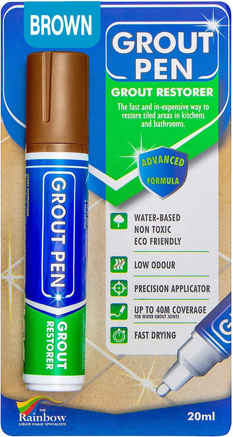 Rainbow Chalk Markers Limited Grout Pen Large Brown - Ideal to Restore the Look of Tile Grout Lines