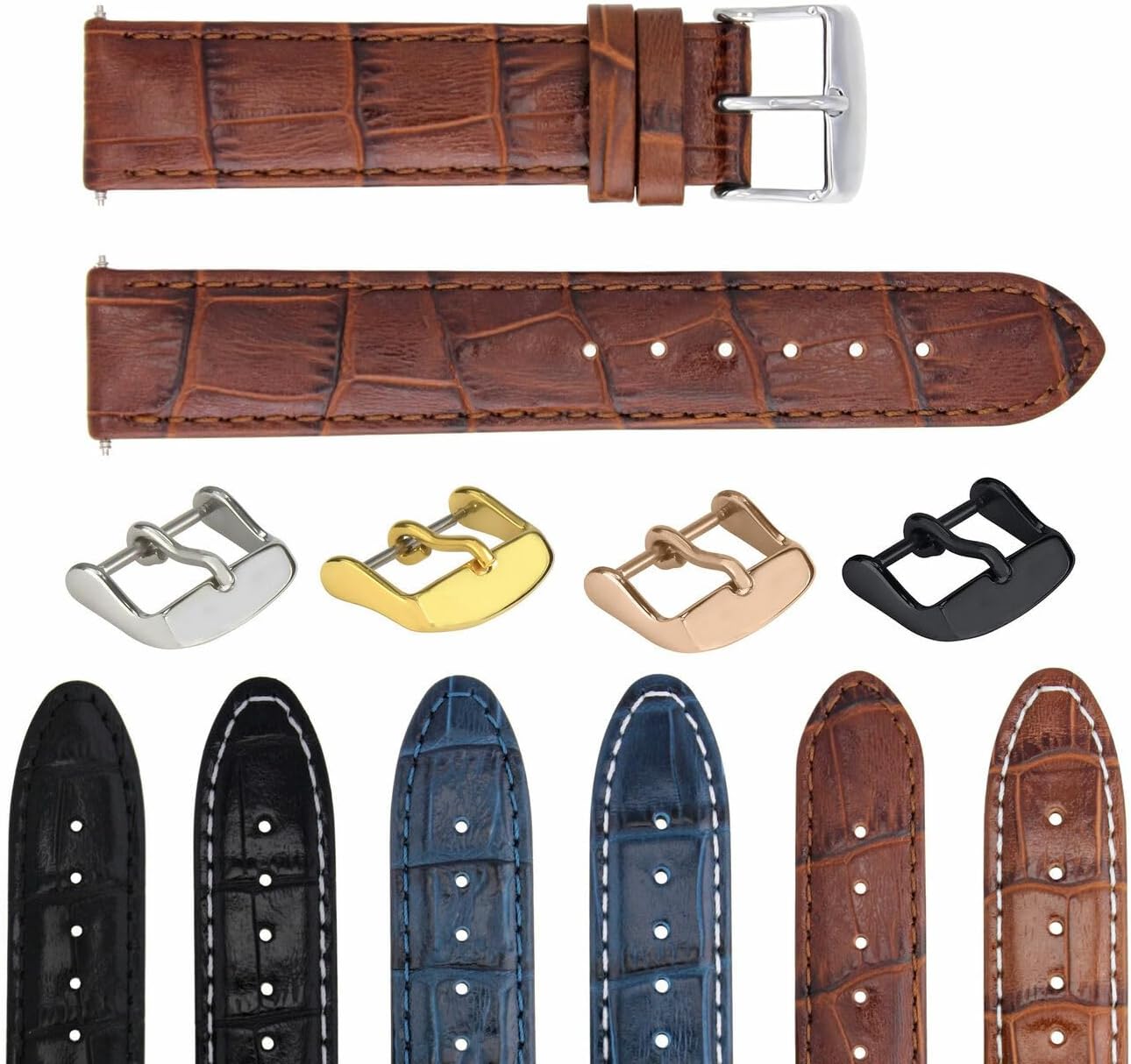 Ewatchparts 18-19-20-22-24mm Genuine Leather Watch Band Strap Compatible With Breitling Watch