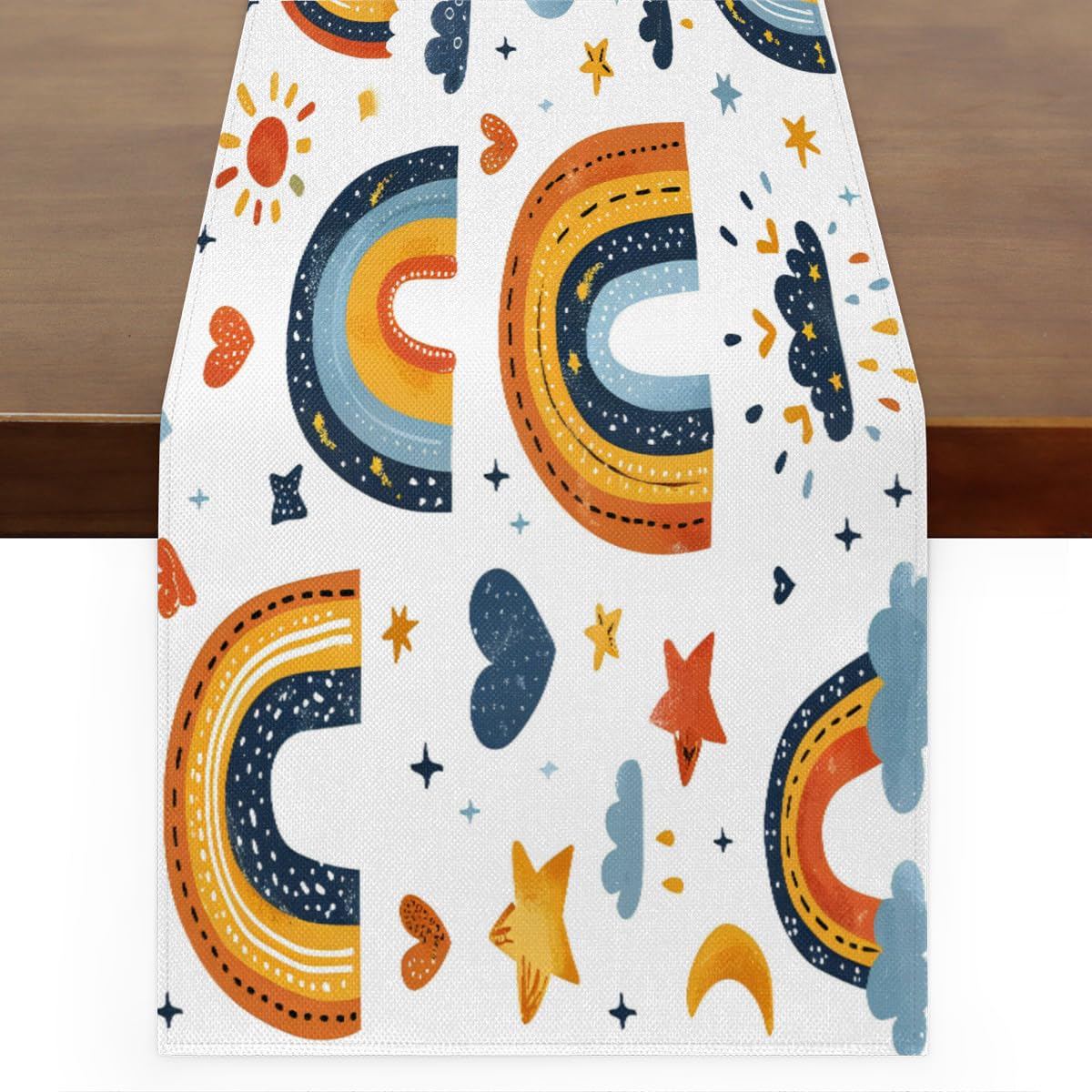 Chemin de table cœur arc-en-ciel de 274,3 cm au design tendance multicolore