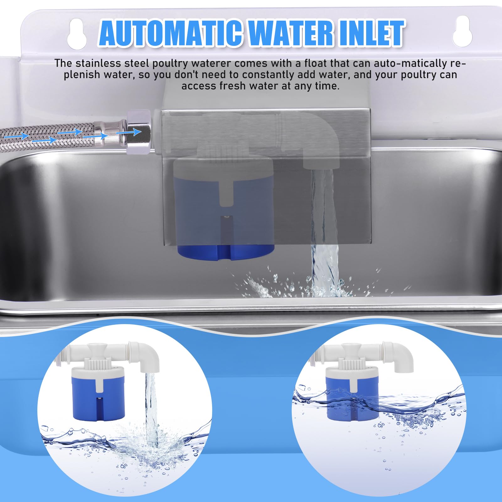 Automatische Tränke Edelstahl 10L mit Schwimmerventil Viehtränke Pferdetränke Tränkebecken