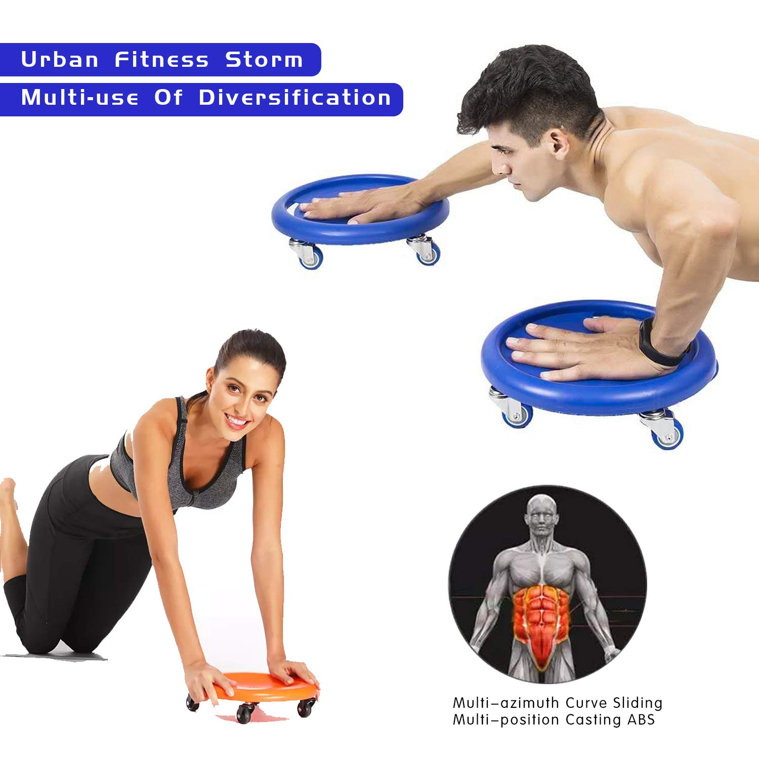Bauchroller Bauchmuskeltrainer Trainingsrad Disc Core Coaster Core Fitness Sliders Ab Workout Equipment Easy Roller mit Kniematte für Zuhause Gym