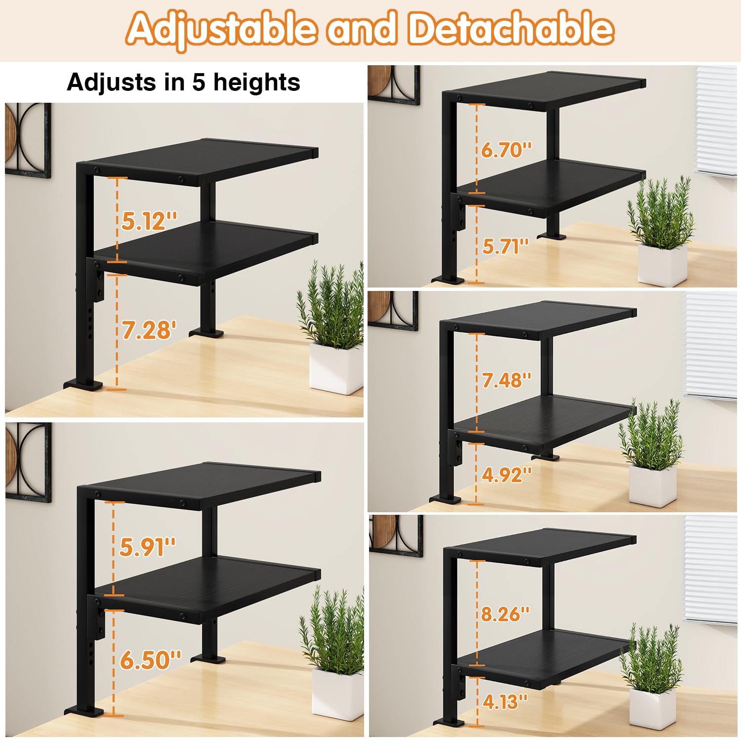 IBUYKE Klem op bureau organizer plank, 12,9 inch desktop extender planken, boven of onder bureau 2-laags verstelbare opbergplanken voor bureauaccessoires, wit, TMZ007W