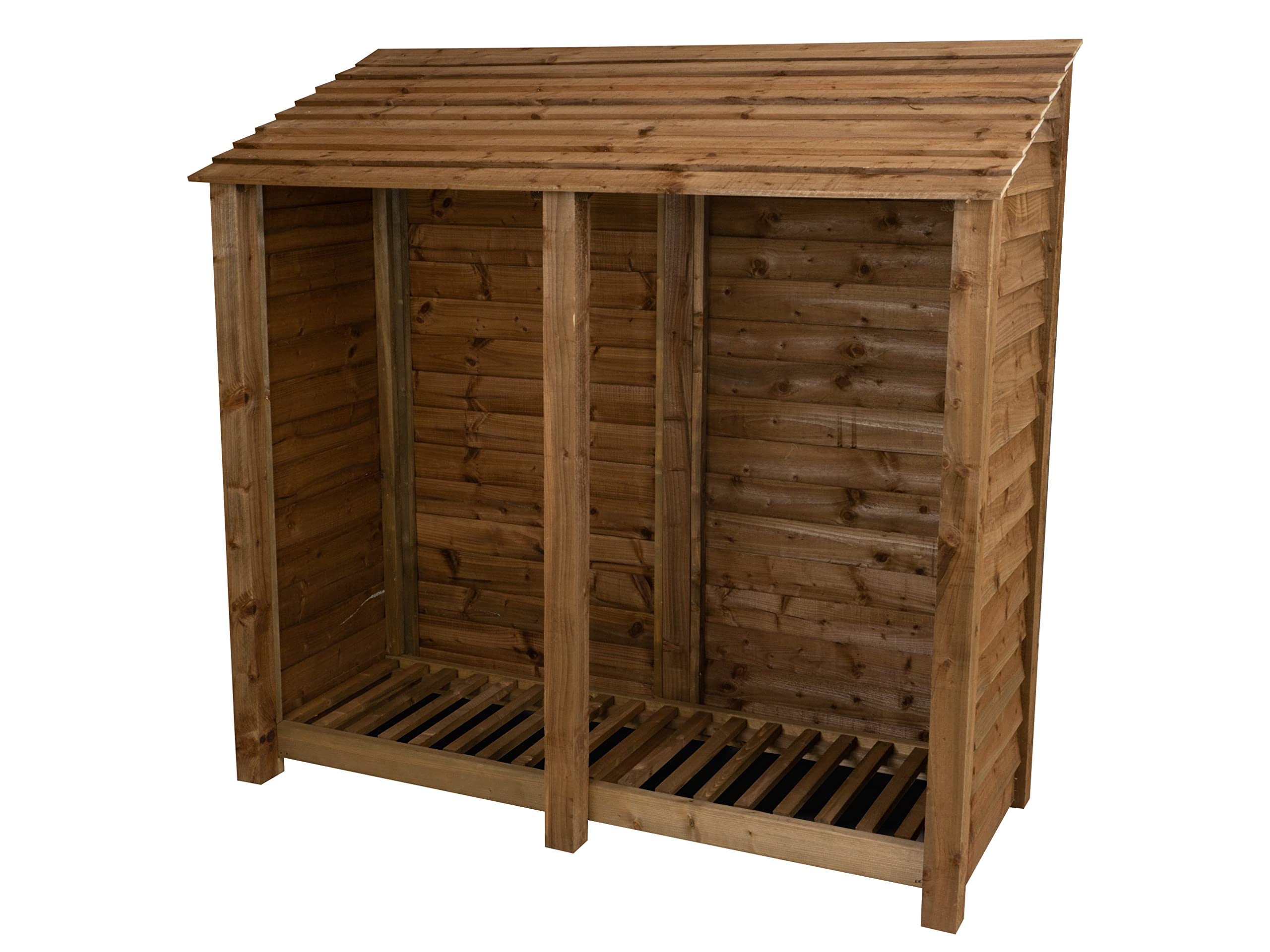 Arbor Garden Solutions wooden log store 6ft, firewood storage (W-187cm, H-180cm, D-88cm), brown finish (Without kindling shelf)