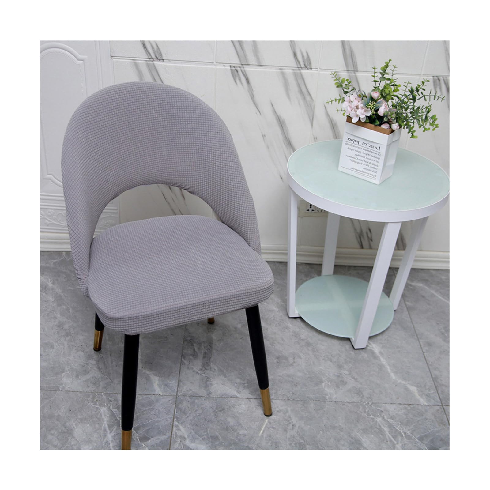 Mswborml Curved Dining Room Chair Slip Covers with Curved Back Set of 6/4/2, Arc Shaped Dining Room Chair Covers with Hollow Back, Armless Accent Chair Cover Slipcover Stretch, Washable,E,4PCS