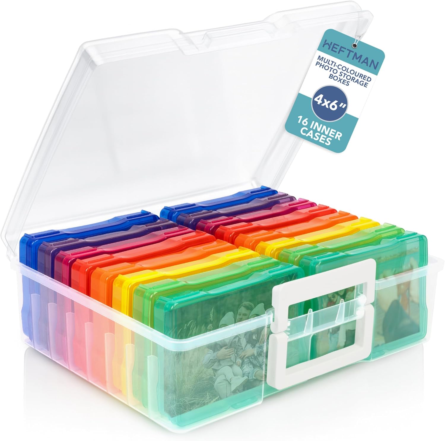 Basics Opbergdoos voor Foto's en Knutselmaterialen met 16 Binnenhoesjes, 10x15 cm, Transparant